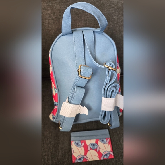 New! Disney Lilo & Stitch Mini Backpack Bag & Card Holder - Picture 3 of 6